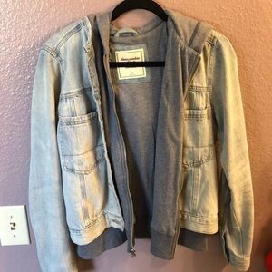 Denim jacket with built in sweatshirt jacket